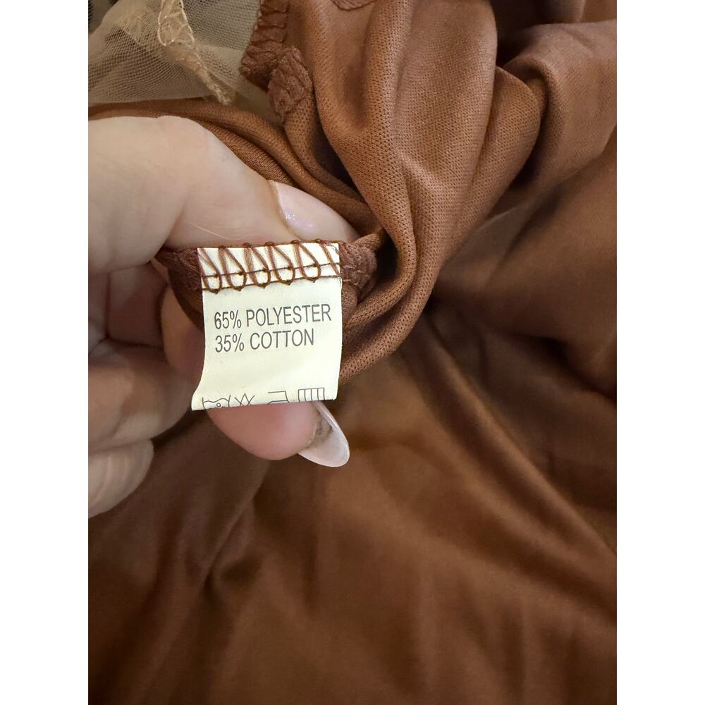 3D DOUBLE-LAYERED MESH MIDI SKIRT IN CARAMEL Size L - Picture 4 of 6
